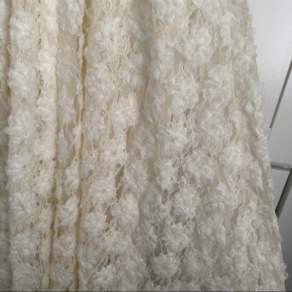 Lulu's Ivory 3D Floral Lace Strapless Midi Dress Formal Prom Wedding Party Gown - Picture 14 of 16